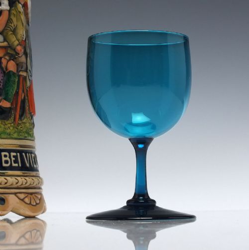 SIX GEORGIAN PEACOCK BLUE WINE GLASSES C1820 - ADDITIONAL PHOTO 3