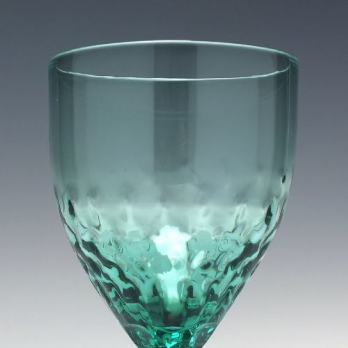 SIX 19TH CENTURY GREEN WINE GLASSES WITH HAMMER MOULDED BOWLS C1830 - ADDITIONAL PHOTO 2