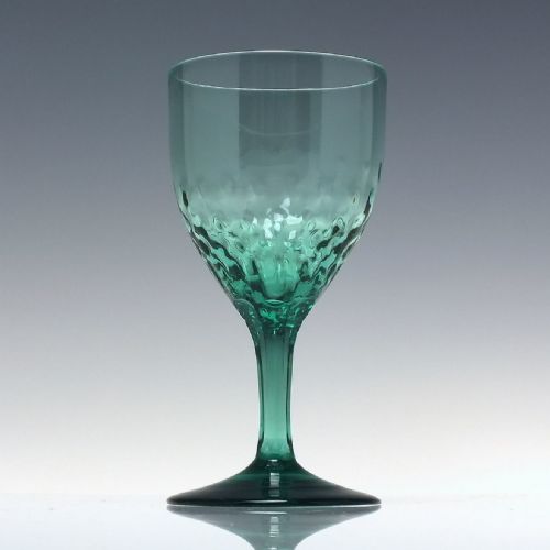 SIX 19TH CENTURY GREEN WINE GLASSES WITH HAMMER MOULDED BOWLS C1830 - ADDITIONAL PHOTO 5