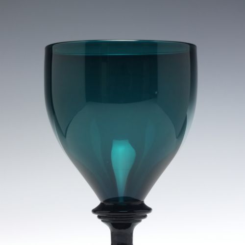 PAIR OF 19TH CENTURY TURQUOISE WINE GLASSES C1820 - ADDITIONAL PHOTO 3