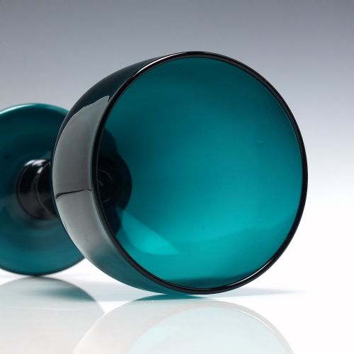PAIR OF 19TH CENTURY TURQUOISE WINE GLASSES C1820 - ADDITIONAL PHOTO 5