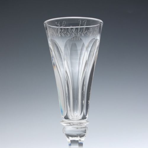 HISTORICAL 19TH CENTURY ENGRAVED DECEPTIVE BOWL ALE GLASS C1850 - ADDITIONAL PHOTO 2