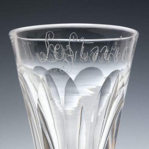 HISTORICAL 19TH CENTURY ENGRAVED DECEPTIVE BOWL ALE GLASS C1850 - ADDITIONAL PHOTO 4