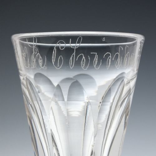 HISTORICAL 19TH CENTURY ENGRAVED DECEPTIVE BOWL ALE GLASS C1850 - ADDITIONAL PHOTO 5