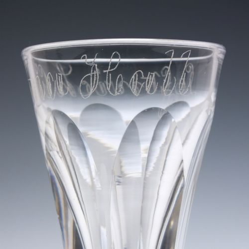 HISTORICAL 19TH CENTURY ENGRAVED DECEPTIVE BOWL ALE GLASS C1850 - ADDITIONAL PHOTO 6