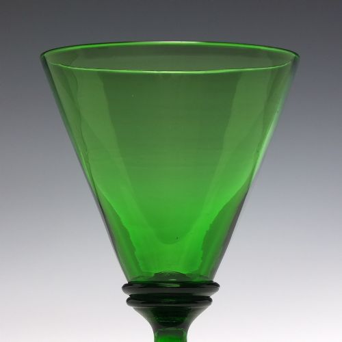 PAIR OF 19TH CENTURY APPLE GREEN WINE GLASSES C1840 - ADDITIONAL PHOTO 2