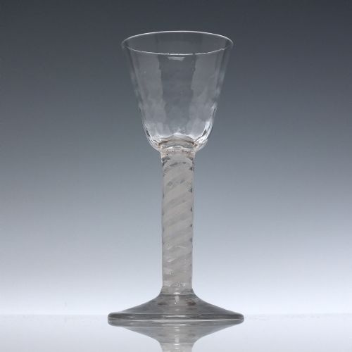 GEORGIAN HONEYCOMB MOULDED BOWL OPAQUE TWIST WINE GLASS C1760 - ADDITIONAL PHOTO 1