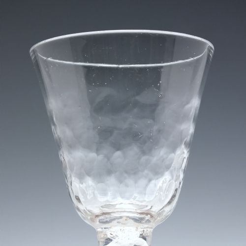 GEORGIAN HONEYCOMB MOULDED BOWL OPAQUE TWIST WINE GLASS C1760 - ADDITIONAL PHOTO 3