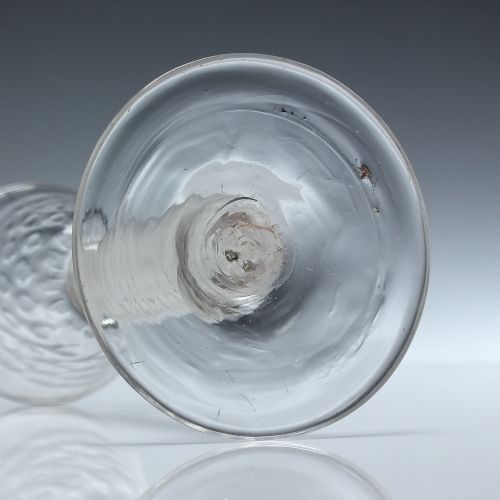 GEORGIAN HONEYCOMB MOULDED BOWL OPAQUE TWIST WINE GLASS C1760 - ADDITIONAL PHOTO 4