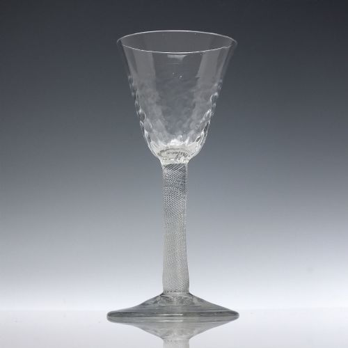 18TH CENTURY INCISED TWIST WINE GLASS WITH MOULDED BOWL C1755 - ADDITIONAL PHOTO 1