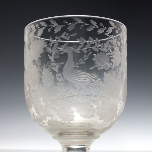 STUNNING PAIR OF VICTORIAN ENGRAVED GLASS TAVERN RUMMERS C1850 - ADDITIONAL PHOTO 2