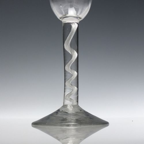 TALL 18TH CENTURY ENGRAVED AIR TWIST WINE GLASS C1750 - ADDITIONAL PHOTO 2