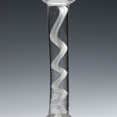 TALL 18TH CENTURY ENGRAVED AIR TWIST WINE GLASS C1750 - ADDITIONAL PHOTO 3