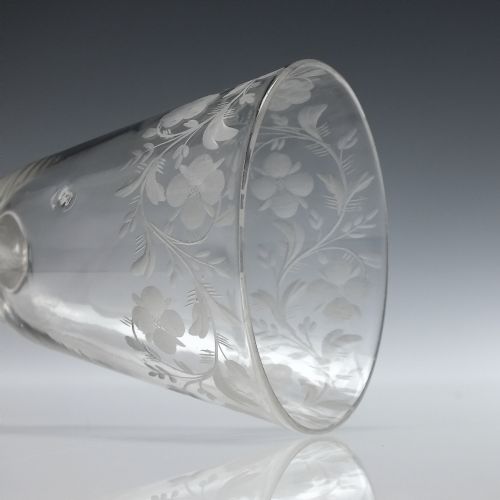 TALL 18TH CENTURY ENGRAVED AIR TWIST WINE GLASS C1750 - ADDITIONAL PHOTO 7