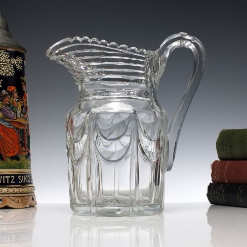 large georgian prism cut glass water jug c1820 - CATEGORY: ANTIQUE GLASS - DATED 1800