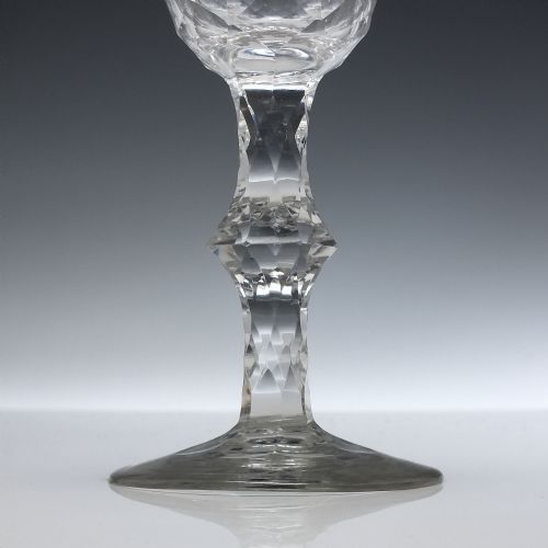 LARGE GEORGIAN ENGRAVED FACET CUT GLASS GOBLET C1780 - ADDITIONAL PHOTO 2