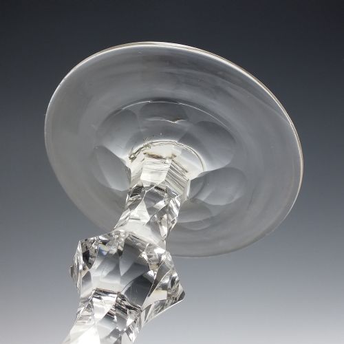 LARGE GEORGIAN ENGRAVED FACET CUT GLASS GOBLET C1780 - ADDITIONAL PHOTO 4