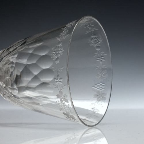 LARGE GEORGIAN ENGRAVED FACET CUT GLASS GOBLET C1780 - ADDITIONAL PHOTO 6