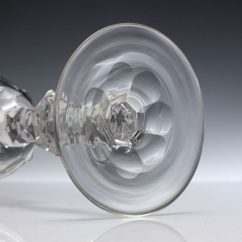 LARGE GEORGIAN ENGRAVED FACET CUT GLASS GOBLET C1780 - ADDITIONAL PHOTO 7