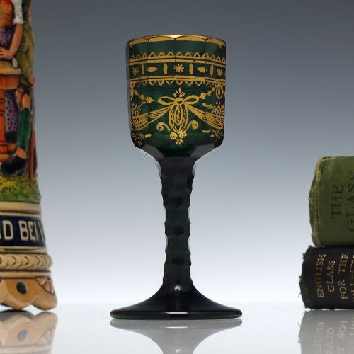 18th century gilded green facet cut liqueur glass c1790 - CATEGORY: ANTIQUE GLASS - DATED 1750