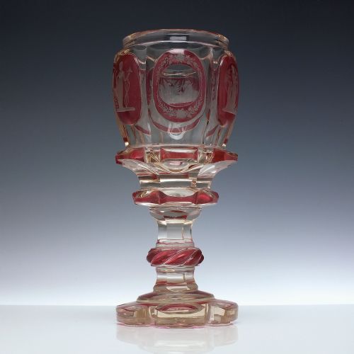 LARGE BOHEMIAN ENGRAVED GOBLET WITH COVER C1835 - ADDITIONAL PHOTO 2