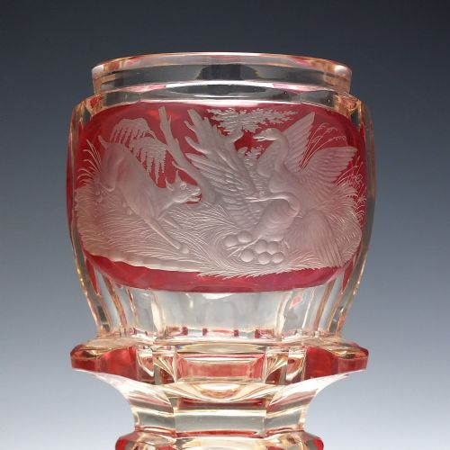 LARGE BOHEMIAN ENGRAVED GOBLET WITH COVER C1835 - ADDITIONAL PHOTO 3