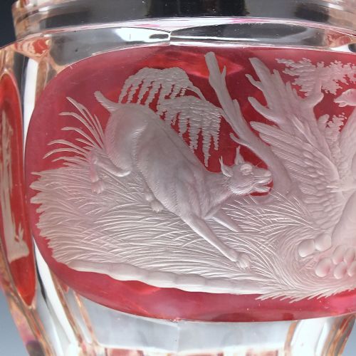 LARGE BOHEMIAN ENGRAVED GOBLET WITH COVER C1835 - ADDITIONAL PHOTO 5