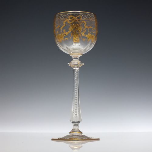 FOUR ART NOUVEAU FRENCH ST LOUIS AIR TWIST HOCK WINE GLASSES C1900 - ADDITIONAL PHOTO 1