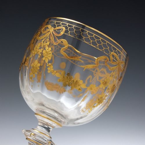 FOUR ART NOUVEAU FRENCH ST LOUIS AIR TWIST HOCK WINE GLASSES C1900 - ADDITIONAL PHOTO 4