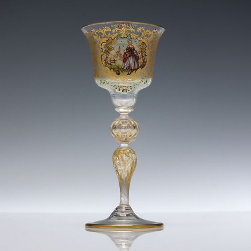 VENETIAN SALVIATI CO ENAMELLED AND GILDED LIQUEUR GLASS C1890 - ADDITIONAL PHOTO 1