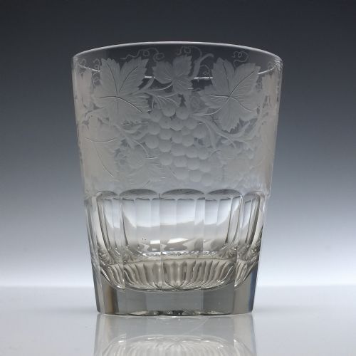 PAIR ANTIQUE VICTORIAN ENGRAVED WHISKY GLASS TUMBLERS C1850 - ADDITIONAL PHOTO 1