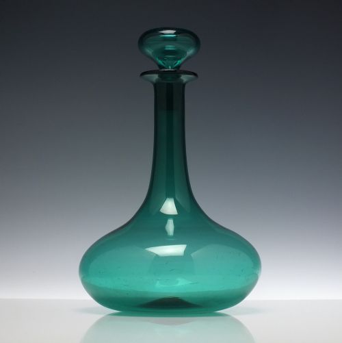 georgian bristol green glass mell decanter with original stopper c1830 - CATEGORY: ANTIQUE GLASS - DATED 1800