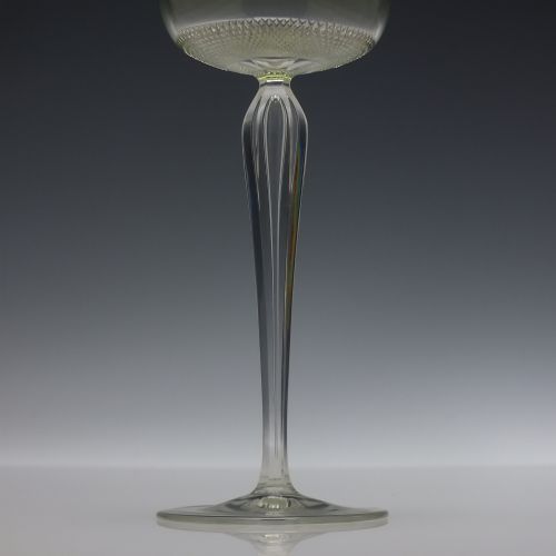 SIX TALL ART NOUVEAU JOSEPHINENHUTTE HOCK WINE GLASSES C1900 - ADDITIONAL PHOTO 2