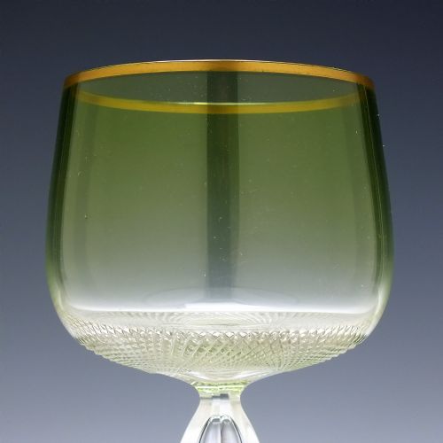 SIX TALL ART NOUVEAU JOSEPHINENHUTTE HOCK WINE GLASSES C1900 - ADDITIONAL PHOTO 3