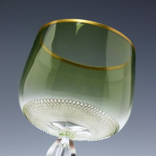 SIX TALL ART NOUVEAU JOSEPHINENHUTTE HOCK WINE GLASSES C1900 - ADDITIONAL PHOTO 4