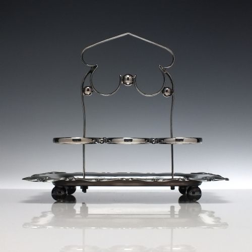 HIGH QUALITY 19TH CENTURY SILVER PLATED SIX BOTTLE CONDIMENT SET C1890 - ADDITIONAL PHOTO 5