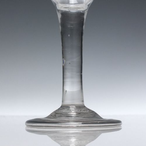 GEORGIAN ENGRAVED PLAIN STEM WINE GLASS WITH FOLDED FOOT C1740 - ADDITIONAL PHOTO 2