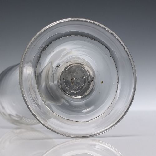 GEORGIAN ENGRAVED PLAIN STEM WINE GLASS WITH FOLDED FOOT C1740 - ADDITIONAL PHOTO 6