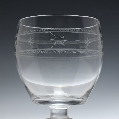 PAIR 18TH CENTURY ENGRAVED GLASS RUMMERS C1780 - ADDITIONAL PHOTO 3