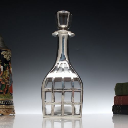 rare antique usa alvin corporation silver glass decanter c1900 - CATEGORY: ANTIQUE GLASS - DATED 1900
