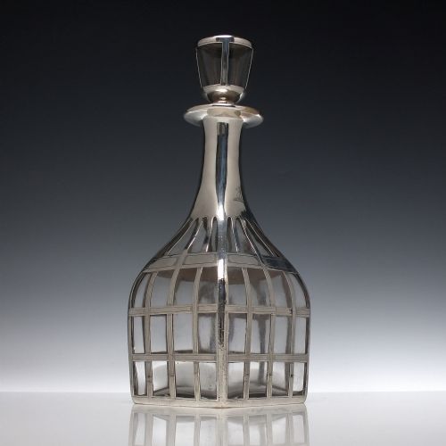 RARE ANTIQUE USA ALVIN CORPORATION SILVER GLASS DECANTER C1900 - ADDITIONAL PHOTO 1