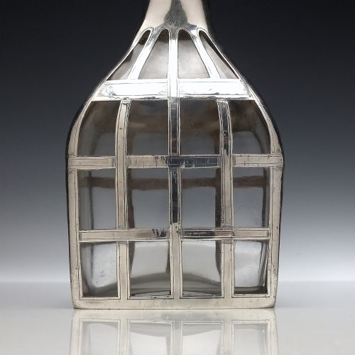 RARE ANTIQUE USA ALVIN CORPORATION SILVER GLASS DECANTER C1900 - ADDITIONAL PHOTO 3
