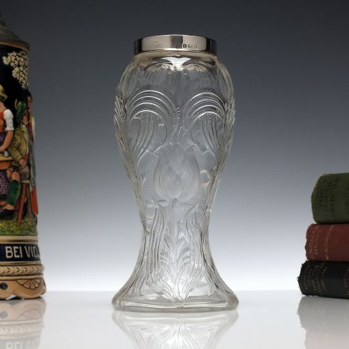 stevens williams art nouveau silver top vase c1909 - CATEGORY: ANTIQUE GLASS - DATED 1910