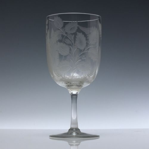 VICTORIAN ENGRAVED WINE GLASS GOBLET C1880 - ADDITIONAL PHOTO 1