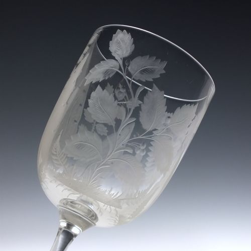 VICTORIAN ENGRAVED WINE GLASS GOBLET C1880 - ADDITIONAL PHOTO 2