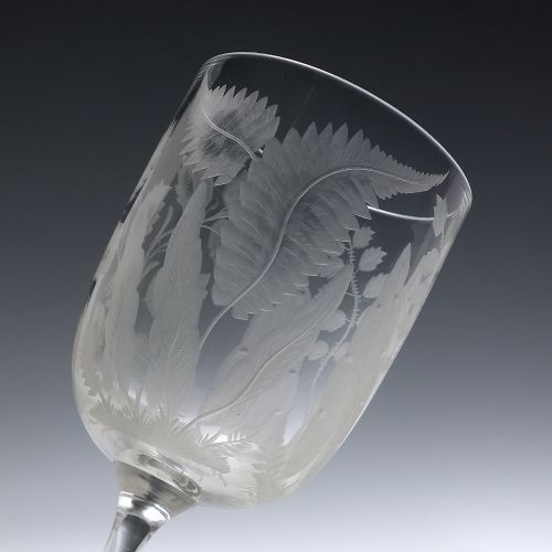 VICTORIAN ENGRAVED WINE GLASS GOBLET C1880 - ADDITIONAL PHOTO 3