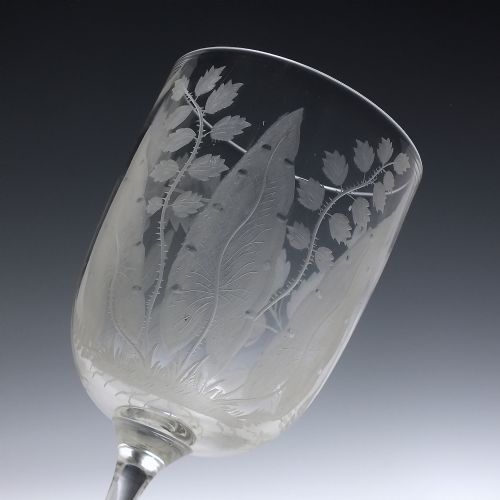 VICTORIAN ENGRAVED WINE GLASS GOBLET C1880 - ADDITIONAL PHOTO 5