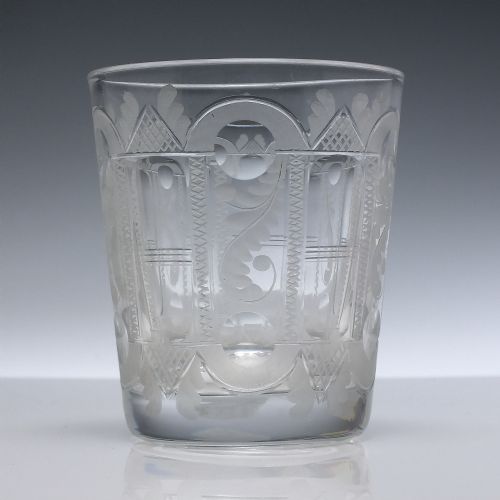 georgian engraved glass tumbler c1800 - CATEGORY: ANTIQUE GLASS - DATED 1800