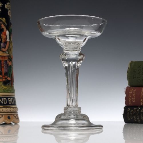 rare 18th century pedestal stem saucer top champagne glass c1740 - CATEGORY: ANTIQUE GLASS - DATED 1750