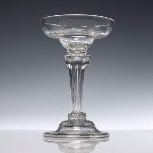 RARE 18TH CENTURY PEDESTAL STEM SAUCER TOP CHAMPAGNE GLASS C1740 - ADDITIONAL PHOTO 1